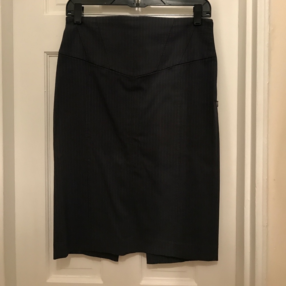 EXPRESS corset gray blue pin striped pencil skirt